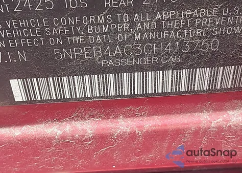 2012 Hyundai Sonata Gls z USA, uszkodzony, nr VIN 5NPEB4AC3CH413750